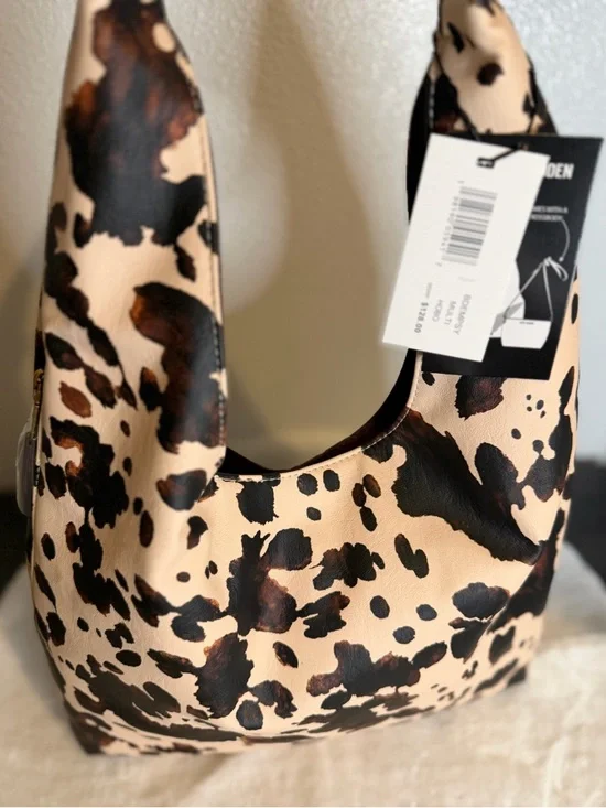 STEVE MADDEN HOBO SLOUCH SHOULDER BAG WESTERN COW  / ANIMAL PRINT TOTE NEW - Picture 4 of 13
